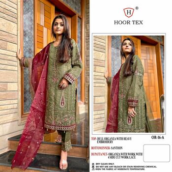 HOOR TEX OR 16 ORGANZA EMBROIDERY PAKISTANI SUITS AT SURAT