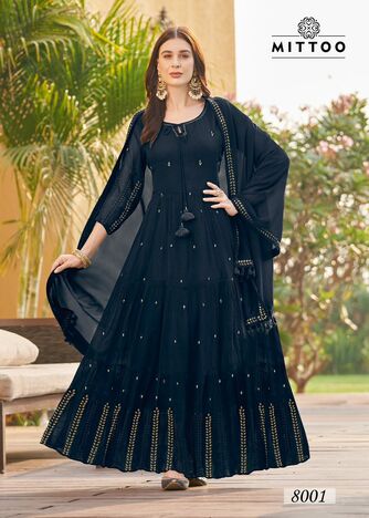 MITTOO KASTURI PURE GEORGETTE GOWN WITH DUPATTA MANUFACTURER SURAT