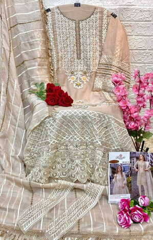 RAMSHA PRESENT R 567 NX ORGANZA EMBROIDERY PAKISTANI SUITS