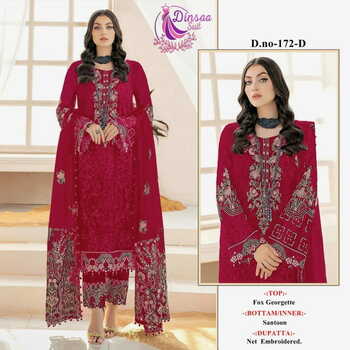 DINSAA SUIT DS 172 GEORGETTE EMBROIDERY PAKISTANI SUITS CATALOGUE