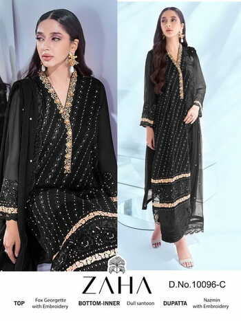 ZAHA 10096 HIT COLOURS GEORGETTE EMBROIDERED PAKISTANI SUITS