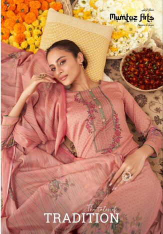 MUMTAZ ARTS THE TALES OF TRADITION VISCOSE JAM SATIN SUITS NEW CATALOGUE