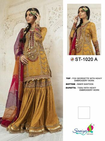 SANIYA TRENDZ ST 1020 PAKISTANI GEORGETTE SUITS SUPPLIER SURAT