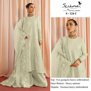 SERENE S 124 FOUX GEORGETTE EMBROIDERY PAKISTANI SUITS CATALOGUE