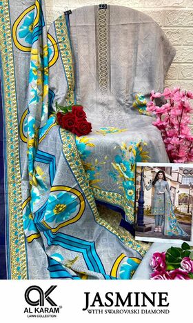 AL KARAM JASMINE LAWN COTTON PRINTED KARACHI SUITS