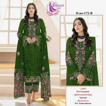 DINSAA SUIT DS 172 GEORGETTE EMBROIDERY PAKISTANI SUITS CATALOGUE