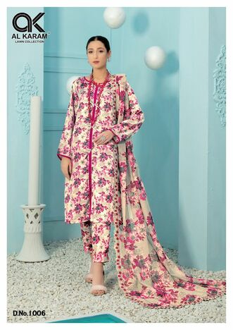 AL KARAM TEHREEM PURE CAMBRIC DIGITAL PRINT KARACHI SUITS