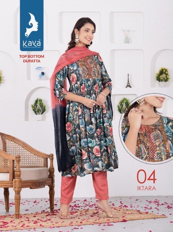 KAYA KURTI IKTARA 3 PIECE RAYON NYRA CUT KURTI WHOLESALER IN SURAT