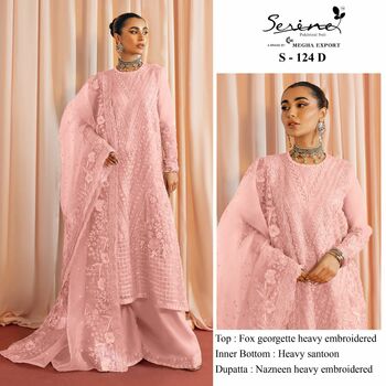 SERENE S 124 FOUX GEORGETTE EMBROIDERY PAKISTANI SUITS CATALOGUE