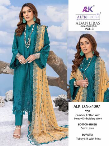 AL KHUSHBU ADAN LIBAS VOL 3 CAMBRIC COTTON EMBROIDERY SUITS