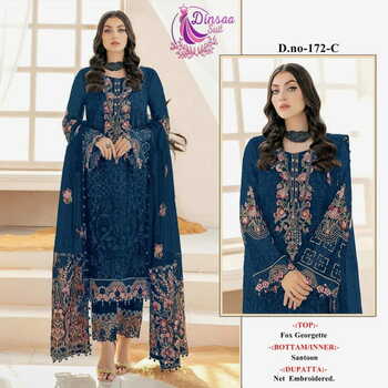 DINSAA SUIT DS 172 GEORGETTE EMBROIDERY PAKISTANI SUITS CATALOGUE