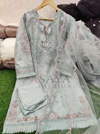 SAYA FASHION R 003 READYMADE ORGANZA PAKISTANI SUITS WHOLESALER