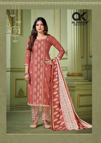 AL KARAM CHARIZMA SIGNATURE PRINTS COTTON KARACHI SUITS AT SURAT