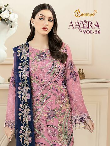 COSMOS AAYRA VOL 26 FOUX GEORGETTE PAKISTANI SUITS CATALOGUE