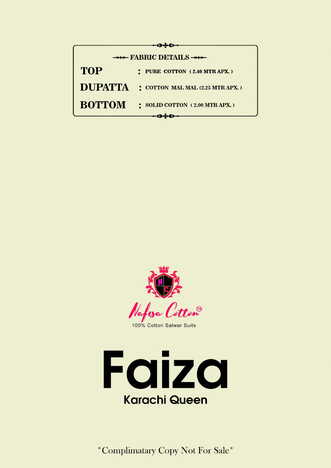 NAFISA COTTON FAIZA KARACHI QUEEN VOL 7 COTTON PRINTED KARACHI SUITS