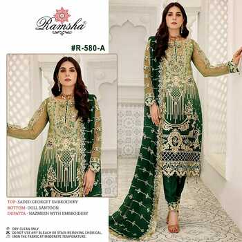 RAMSHA PRESENT R 580 NX GEORGETTE EMBROIDERY PAKISTANI SUITS