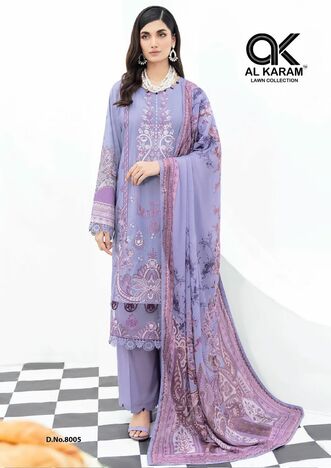 AL KARAM KESARIYA MAGIC IN PRINT VOL 8 PURE CAMBRIC KARACHI SUITS AT SURAT