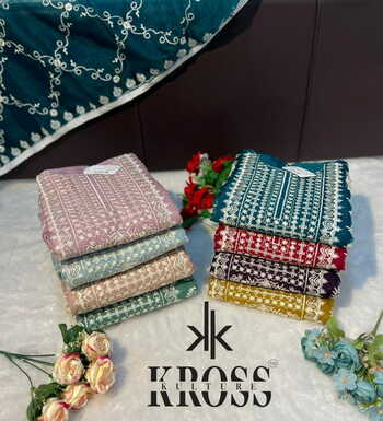 KROSS KULTURE KK 21 ORGANZA EMBROIDERY PAKISTANI SUITS NEW CATALOGUE