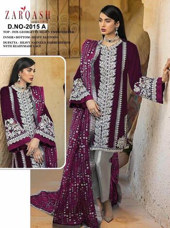 ZARQASH ITTEHAD 2015 SERIES FOUX GEORGETTE PAKISTANI SUITS