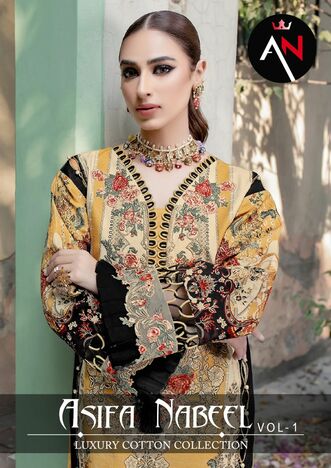 ASIFA NABEEL VOL 1 LUXURY LAWN COTTON PAKISTANI SUITS SURAT