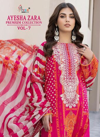 SHREE FABS AYESHA ZARA PREMIUM COLLECTION VOL 7 3016 TO 3019 SERIES PAKISTANI SUITS