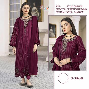 SHREE FABS S 784 SERIES FOUX GEORGETTE SALWAR SUITS AT SURAT