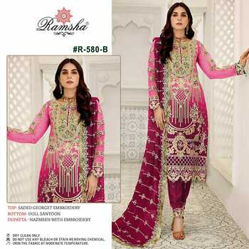 RAMSHA PRESENT R 580 NX GEORGETTE EMBROIDERY PAKISTANI SUITS