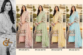 G ZAHRA D.NO 2617 A TO 2617 E PAKISTANI GEORGETTE EMBROIDERY SUITS