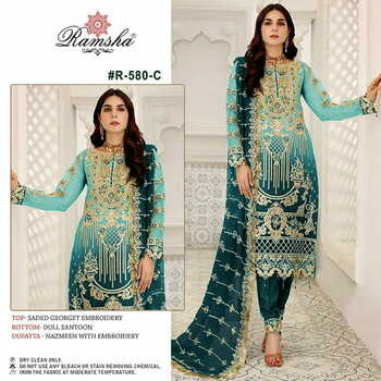 RAMSHA PRESENT R 580 NX GEORGETTE EMBROIDERY PAKISTANI SUITS