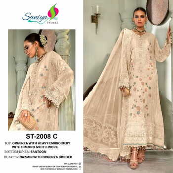 SANIYA TRENDZ ST 2008 ORGANZA EMBROIDERY PAKISTANI SUITS