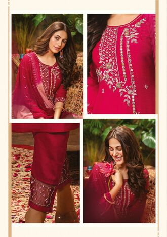 ANJU FABRICS SHEHNAI VOL 4 VISCOSE SILK HANDWORK LATEST 3 PCS COLLECTION