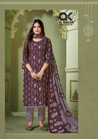 AL KARAM CHARIZMA SIGNATURE PRINTS COTTON KARACHI SUITS AT SURAT