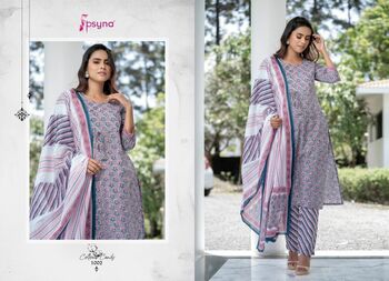 PSYNA COTTON CANDY PRINTED KURTI PANT WITH DUPATTA LATEST CATALOGUE