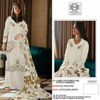 MUSHQ COTTON EMBROIDERY PAKISTANI SUITS WHOLESALER SURAT