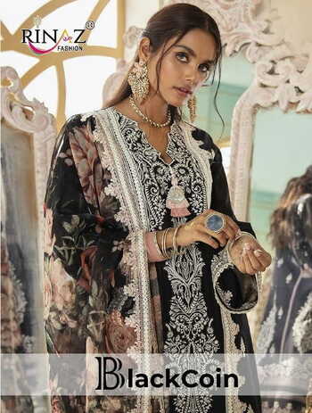 RINAZ FASHION BLACKCOIN CAMBRIC COTTON PAKISTANI SUITS SURAT