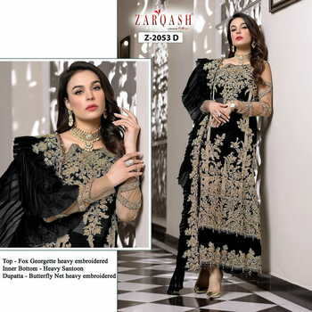 ZARQASH SRA Z 2053 FOUX GEORGETTE PAKISTANI SUITS  LATEST CATALOGUE