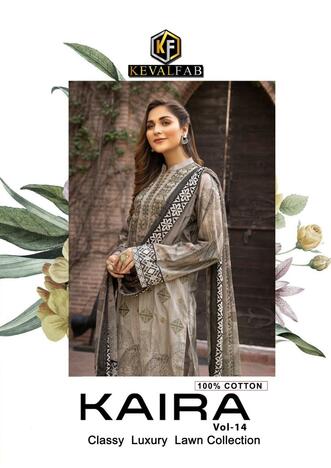 KEVAL FAB KAIRA VOL 14 COTTON LAWN KARACHI SUITS AT SURAT