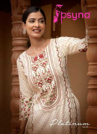 PSYNA PLATINUM VOL 5 RAYON GOLD PRINT KURTIS MANUFACTURER SURAT