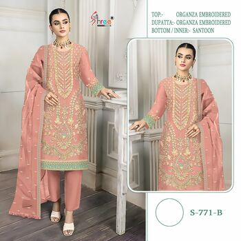 SHREE FABS S 771 ORGANZA EMBROIDERY PAKISTANI SUITS BEST PRICE