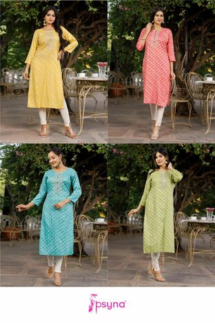 PSYNA CRAYON FANCY RAYON KURTIS LATEST CATALOGUE