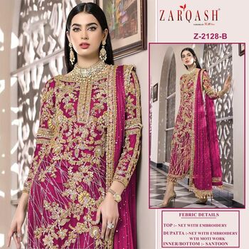 ZARQASH ZIAAZ Z 2028 NET WITH EMBROIDER SALWAR KAMEEZ