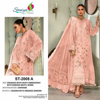 SANIYA TRENDZ ST 2008 ORGANZA EMBROIDERY PAKISTANI SUITS