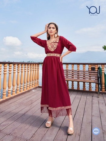 WANNA CHARMY FANCY KURTI GOWN WITH BELT CATALOGUE DISTRIBUTOR IN SURAT