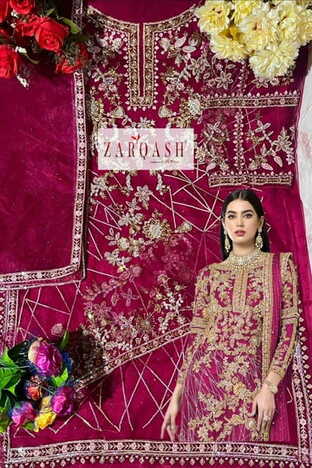 ZARQASH ZIAAZ Z 2028 NET WITH EMBROIDER SALWAR KAMEEZ