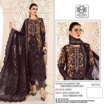 MUSHQ M 173 FOUX GEORGETTE EMBROIDERY PAKISTANI SUITS WHOLESALE