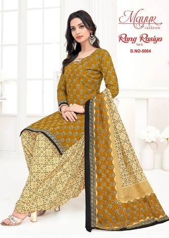 MAYUR CREATION RANG RASIYA VOL 5 COTTON SALWAR KAMEEZ WHOLESALER IN SURAT