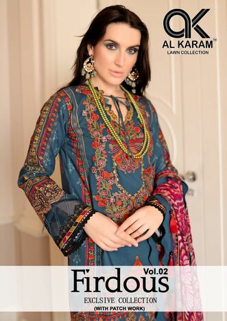 AL KARAM FIRDOUS VOL 2 LAWN COTTON KARACHI SUITS WHOLESALER