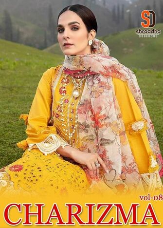 SHRADDHA DESIGNER CHARIZMA VOL 8 CAMBRIC COTTON PAKISTANI SUITS