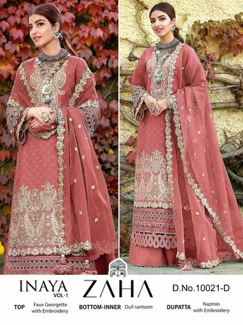 ZAHA INAYA VOL 1 GEORGETTE PAKISTANI SUITS LATEST CATALOGUE