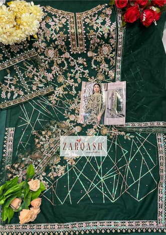 ZARQASH ZIAAZ Z 2028 NET WITH EMBROIDER SALWAR KAMEEZ